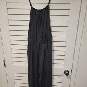 Black Sleeveless Tie‑Front Jumpsuit